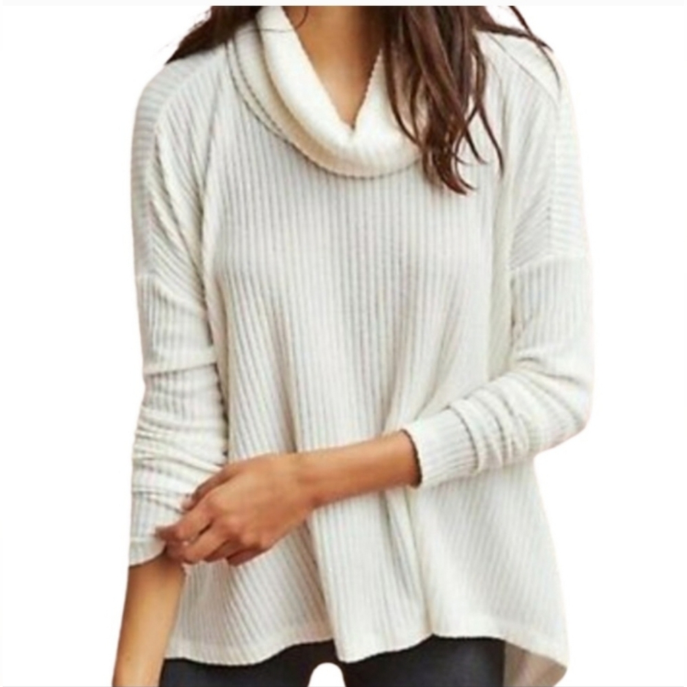 Anthropologie Saturday Sunday Ribbed Cowl Neck Oversized Sweater Top sz XS/S